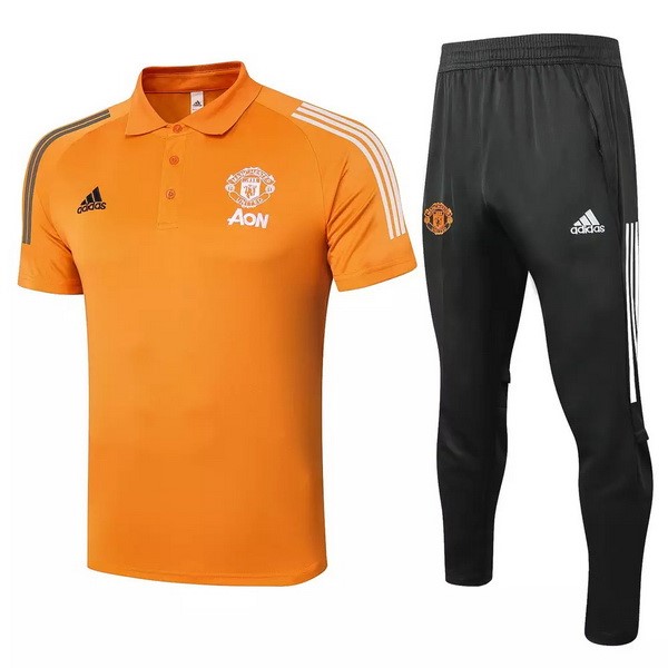 Polo Conjunto Completo Manchester United 2020/21 Naranja Negro